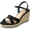 imageAnkis Wedge Sandals for Women Espadrille Womens Wedge Sandals Comfortable Open Toe Cross Band Ankle Strap High Heel Wedges for Women Dressy Summer 34InchBlack Suede