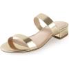imageAnkis Women Black White Nude Clear Heels Sandals  1 Inch Heels for Women Low Chunky Block Heels Comfortable Two Strap Open Toe Flat Sandals Shoe for Dressy Wedding SummerGold Pu