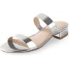 imageAnkis Women Black White Nude Clear Heels Sandals  1 Inch Heels for Women Low Chunky Block Heels Comfortable Two Strap Open Toe Flat Sandals Shoe for Dressy Wedding SummerSilver Pu