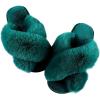 imageAnkis Womens Fuzzy Cozy Soft Slippers  2 Pairs Cross Band Open Toe Nonslip IndoorOutdoor SlippersDark Green