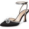 imageAnkis Womens Rhinestone Bow Heels Closed Toe Pumps Strappy Heels for WomenBlack Satin