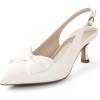 imageAnkis Womens Slingback Kitten Heels Closed Pointed Toe Pumps Dress Shoes Party Wedding Casual 25inchWhite Bow