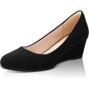 imageAnkis Black Nude Silver Gold Wedges for Women Low Heel Womens Wedge Comfortable Closed Toe Women Pumps Dress Shoes 2InchBlack Nubuck