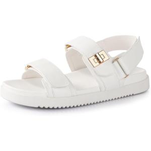 imageAnkis Black White Beige Nude Womens Flat Sandals Comfort Adjustable Front Strap and with a Back Strap Women Summer SandalsBeige