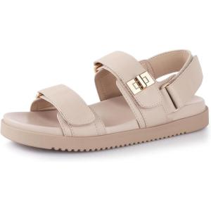 imageAnkis Black White Beige Nude Womens Flat Sandals Comfort Adjustable Front Strap and with a Back Strap Women Summer SandalsNude