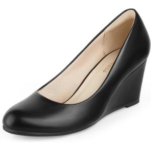 imageAnkis Closed Toe Wedges for Women Black Nude Gold Silver Wedges Heels for Women Comfortable Medium Heel Wedges Work Pumps Shoes for Dressy Spring Fall  25InchBlack 01