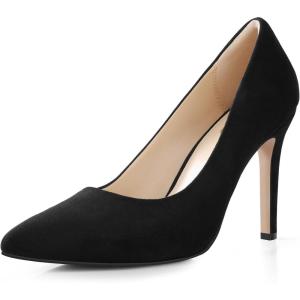 imageAnkis High Heel Womens Pumps Black Sliver White Blue Heels Closed Toe Pointed Toe 4in Stiletto Heel for Women Comfy Memory Foam Pump Shoe Party Wedding Work Classic Dressy Casual with Gel InsolesBlack Suede