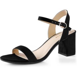 imageAnkis Nude Black Heels 25 Block Chunky White Clear Silver Heel Dressy Open Toe Heels For Women Ankle Strap Low Short Thick Strappy Dress Comfortable Sandal Casual Party Wedding Event Summer ShoesBlack Suede