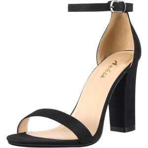imageAnkis Nude Black White Heels for Women Open Toe Ankle Strap High Heel Sandals Party Wedding Strappy Buckle Sandals Standard Size 4 Inches Tall High Heel DesignBlack Suede
