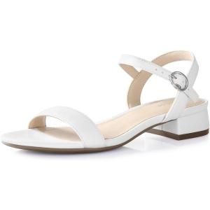 imageAnkis Women Nude Black White Sandals for Women Low Heel 1 Inch Dressy Sandal Ankle Strap Open Toe Block Short Heeled Summer Classic Comfortable Graduation Holiday Party Casual Flat Shoes 2025White Pu