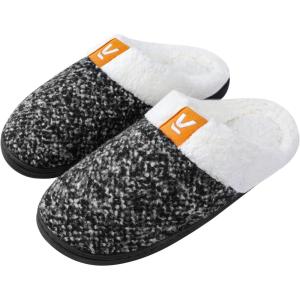 imageAnkis Womens Mens Slippers Memory Foam Comfort WoolLike Plush Fleece Lined House Shoes for Indoor ampamp Outdoor with Arch SupportBlack