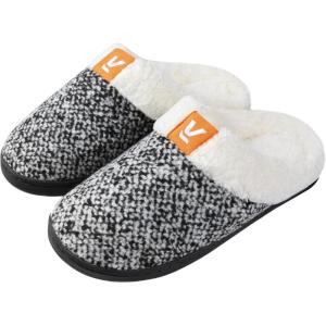 imageAnkis Womens Mens Slippers Memory Foam Comfort WoolLike Plush Fleece Lined House Shoes for Indoor ampamp Outdoor with Arch SupportGrey