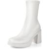 imageAnkis Platform Ankle Boots for Women Chunky High Heels Side Zipper Gogo Boots Comfort Womens Party Dress Booties ShoesWhite Pu