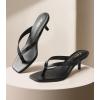 imageAnkis Kitten Heels for Women Black Brown Square Toe Flip Flop Heels 2 Inch Low Heeled Thong Summer SandalsBlack Pu