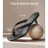 imageAnkis Kitten Heels for Women Black Brown Square Toe Flip Flop Heels 2 Inch Low Heeled Thong Summer SandalsBlack Pu