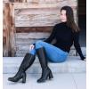 imageAnkis Knee High Boots for Women Squared Toe Chunky High Heel with Side Zipper Long BootsBlack Pu