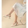 imageAnkis Mary Jane Chunky Low Heels Dress Shoes for Women Slingback Square Closed Toe Heels Wedding Party PumpsBeige Patent