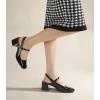 imageAnkis Mary Jane Chunky Low Heels Dress Shoes for Women Slingback Square Closed Toe Heels Wedding Party PumpsBlack Patent