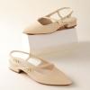 imageAnkis Slingback Flats for Women 1Inch Low Heels Closed Pointed Toe Ankle Strap Pumps Comfortable Walking Wedding Party Dress ShoesApricot Pu