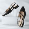 imageAnkis Slingback Flats for Women 1Inch Low Heels Closed Pointed Toe Ankle Strap Pumps Comfortable Walking Wedding Party Dress ShoesBlack Pu