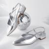 imageAnkis Slingback Flats for Women 1Inch Low Heels Closed Pointed Toe Ankle Strap Pumps Comfortable Walking Wedding Party Dress ShoesSilver Pu