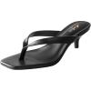 imageAnkis Kitten Heels for Women Black Brown Square Toe Flip Flop Heels 2 Inch Low Heeled Thong Summer SandalsBlack Pu