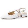imageAnkis Slingback Flats for Women 1Inch Low Heels Closed Pointed Toe Ankle Strap Pumps Comfortable Walking Wedding Party Dress ShoesWhite Pu