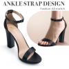 imageNude Black White Heels for Women Open Toe Ankle Strap High Heel Sandals Party Wedding Strappy Buckle Sandals Standard Size 4 Inches Tall High Heel DesignBlack Pu