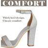 imageNude Black White Heels for Women Open Toe Ankle Strap High Heel Sandals Party Wedding Strappy Buckle Sandals Standard Size 4 Inches Tall High Heel DesignSilver