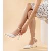 imageAnkis Slingback Heels for Women Closed Toe Womens Pumps Kitten Heel Wedding Party Casual Dress ShoesWhite Pu