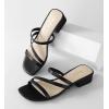 imageAnkis Black Nude White Strappy Heels Women 1 Inch Low Chunky Block Heel Heeled Sandals Square Open Toe Slip On Slides MulesBlack Pu