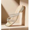 imageAnkis Black Nude White Strappy Heels Women 1 Inch Low Chunky Block Heel Heeled Sandals Square Open Toe Slip On Slides MulesGold Purhinestone