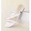 imageAnkis Black Nude White Strappy Heels Women 1 Inch Low Chunky Block Heel Heeled Sandals Square Open Toe Slip On Slides MulesWhite Pu