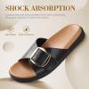 imageBrown Black White Flat Sandals for Women 2025Wide Width Leather Sandals for Women Comfortable DressyWomens Summer Beach Sandals with Adjustable Strap and BuckleBlack
