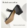 imageWomen Square Open Toe Heels Comfortable Sexy Summer Cute Back Strap Heeled Sandals Wedding Party Dress Shoes for Women Two Strap Slip On MulesBlack Pu
