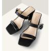 imageWomen Square Open Toe Heels Comfortable Sexy Summer Cute Back Strap Heeled Sandals Wedding Party Dress Shoes for Women Two Strap Slip On MulesBlack Pu