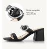 imageWomen Square Open Toe Heels Comfortable Sexy Summer Cute Back Strap Heeled Sandals Wedding Party Dress Shoes for Women Two Strap Slip On MulesBlack Pu
