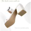 imageWomen Square Open Toe Heels Comfortable Sexy Summer Cute Back Strap Heeled Sandals Wedding Party Dress Shoes for Women Two Strap Slip On MulesWhite Pu