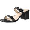 imageWomen Square Open Toe Heels Comfortable Sexy Summer Cute Back Strap Heeled Sandals Wedding Party Dress Shoes for Women Two Strap Slip On MulesBlack Pu