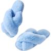 imageAnkis Womens Fuzzy Memory Foam Slippers Cross Band Cozy Plush Home Slippers Fluffy Furry Open Toe House Shoes Indoor Outdoor Slide SlipperBlue