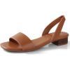 imageAnkis Low Heel Women Sandal Square Open Toe Brown Black White Leather Flat Sandal Comfortable Summer Slip on Slide Shoe Casual Beach Party Wedding 2025Brown