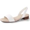 imageAnkis Low Heel Women Sandal Square Open Toe Brown Black White Leather Flat Sandal Comfortable Summer Slip on Slide Shoe Casual Beach Party Wedding 2025White