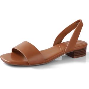 imageAnkis Low Heel Women Sandal Square Open Toe Brown Black White Leather Flat Sandal Comfortable Summer Slip on Slide Shoe Casual Beach Party Wedding 2025Brown