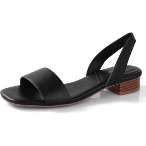 imageAnkis Low Heel Women Sandal Square Open Toe Brown Black White Leather Flat Sandal Comfortable Summer Slip on Slide Shoe Casual Beach Party Wedding 2025Black