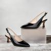imageAnkis Womens Slingback Kitten Heels Closed Pointed Toe Pumps Dress Shoes Party Wedding Casual 25inchBlack Patent