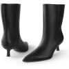imageKitten Heel Ankle Boots for Women  Black Brown Kitten Heels Wide Calf Ankle Booties Womens Winter Fall Boots for Women 2025 Dress Shoe Pointed Toe Memory Foam Mid Calf Leather Low Heel Slip Pull on ComfortableBlack