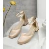 imageAnkis Closed Toe Heels for Women Black Nude White Gold Silver 1 Inch Womens Flats Low Block Heel Women Dress Shoes Womens Pumps Work Shoes with Ankle Strap for Spring FallNude Satin