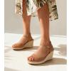 imageAnkis Espadrilles Wedges Sandals for Women Wedge Platform Sandals Heels Peep Open Toe Comfortable Ankle Strap Buckle Summer Wedge HeelsBrown Suede