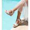 imageAnkis Espadrilles Wedges Sandals for Women Wedge Platform Sandals Heels Peep Open Toe Comfortable Ankle Strap Buckle Summer Wedge HeelsWhite Pu