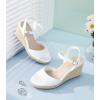 imageAnkis Espadrilles Wedges Sandals for Women Wedge Platform Sandals Heels Peep Open Toe Comfortable Ankle Strap Buckle Summer Wedge HeelsWhite Pu